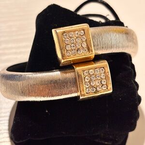 Elegant Silver and Gold Bracelet with Crystal Accents